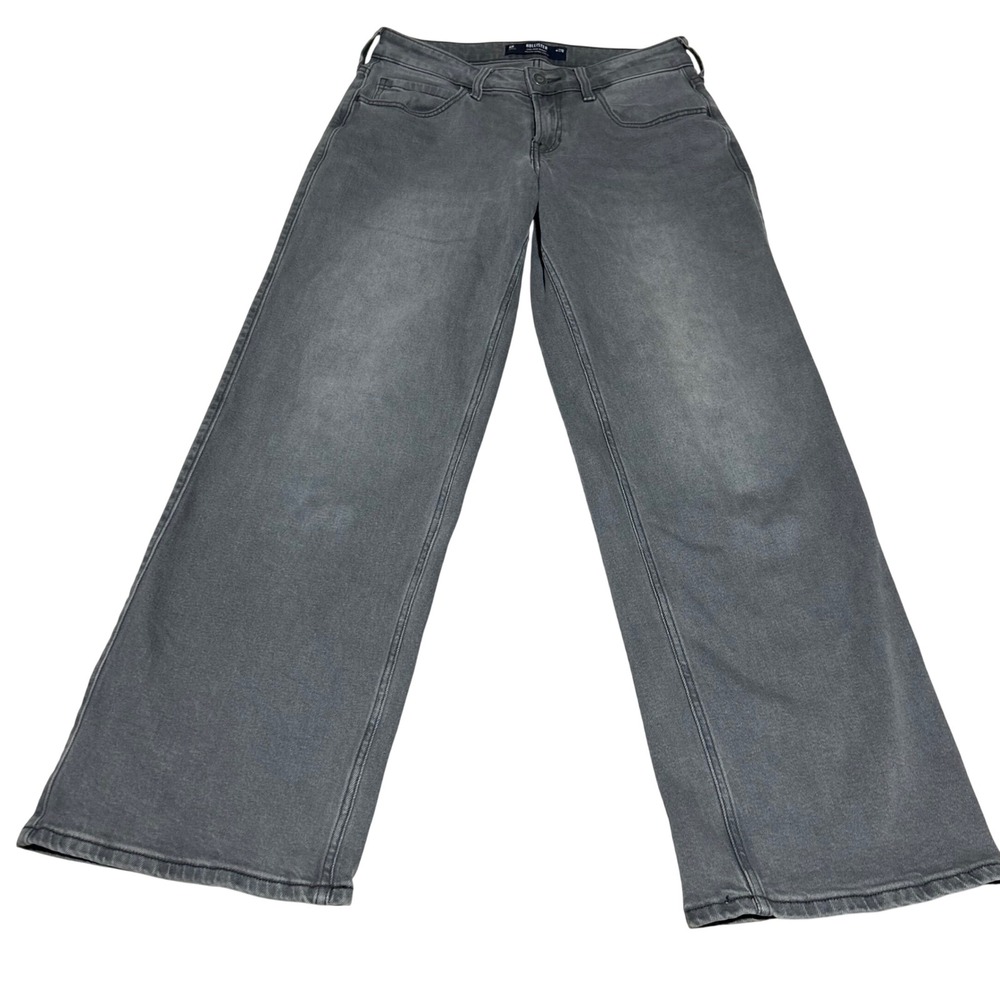 Hollister Low-Rise Baggy Jeans Womens 4R 27 Grey Vintage Stretch Wide Leg Skater